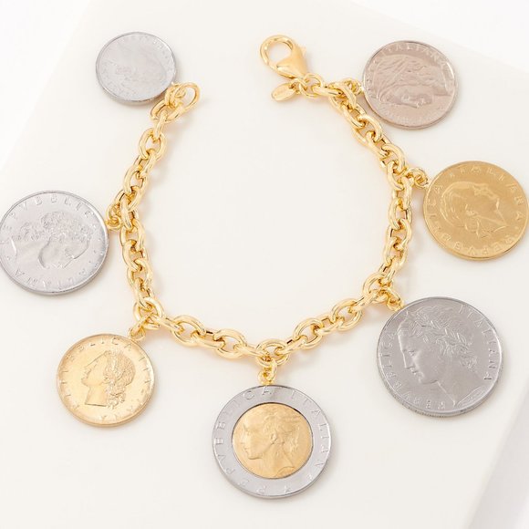 Italia Lire Coin Bracelet charm Bracelet QVC - Picture 1 of 8